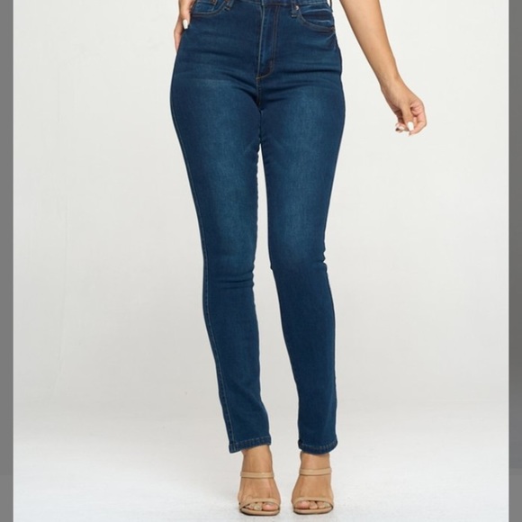 Blue Turtle Dark Blue Super-Stretch Slim-Straight Jeans - Picture 4 of 5